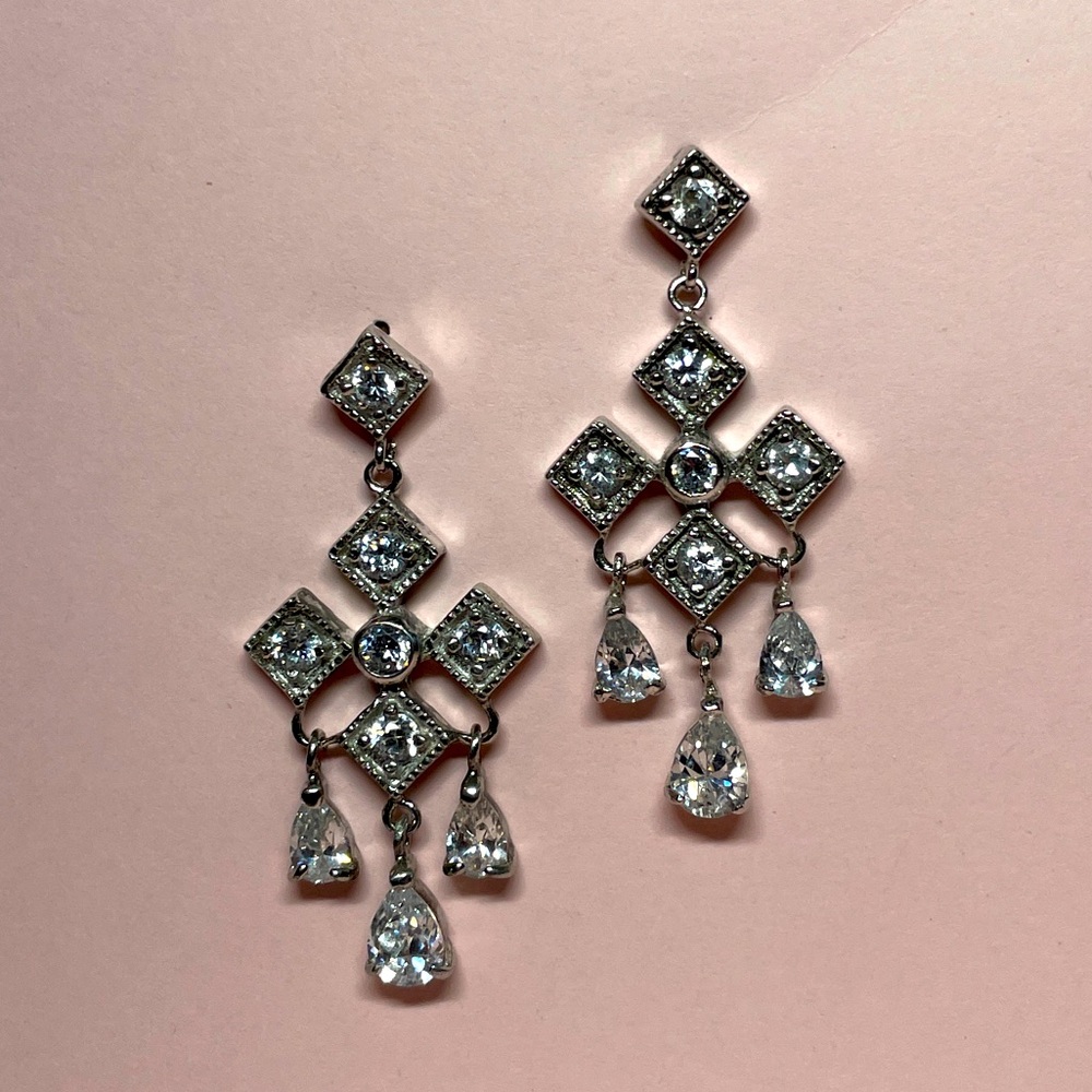 Sterling Silver crystal drop earrings